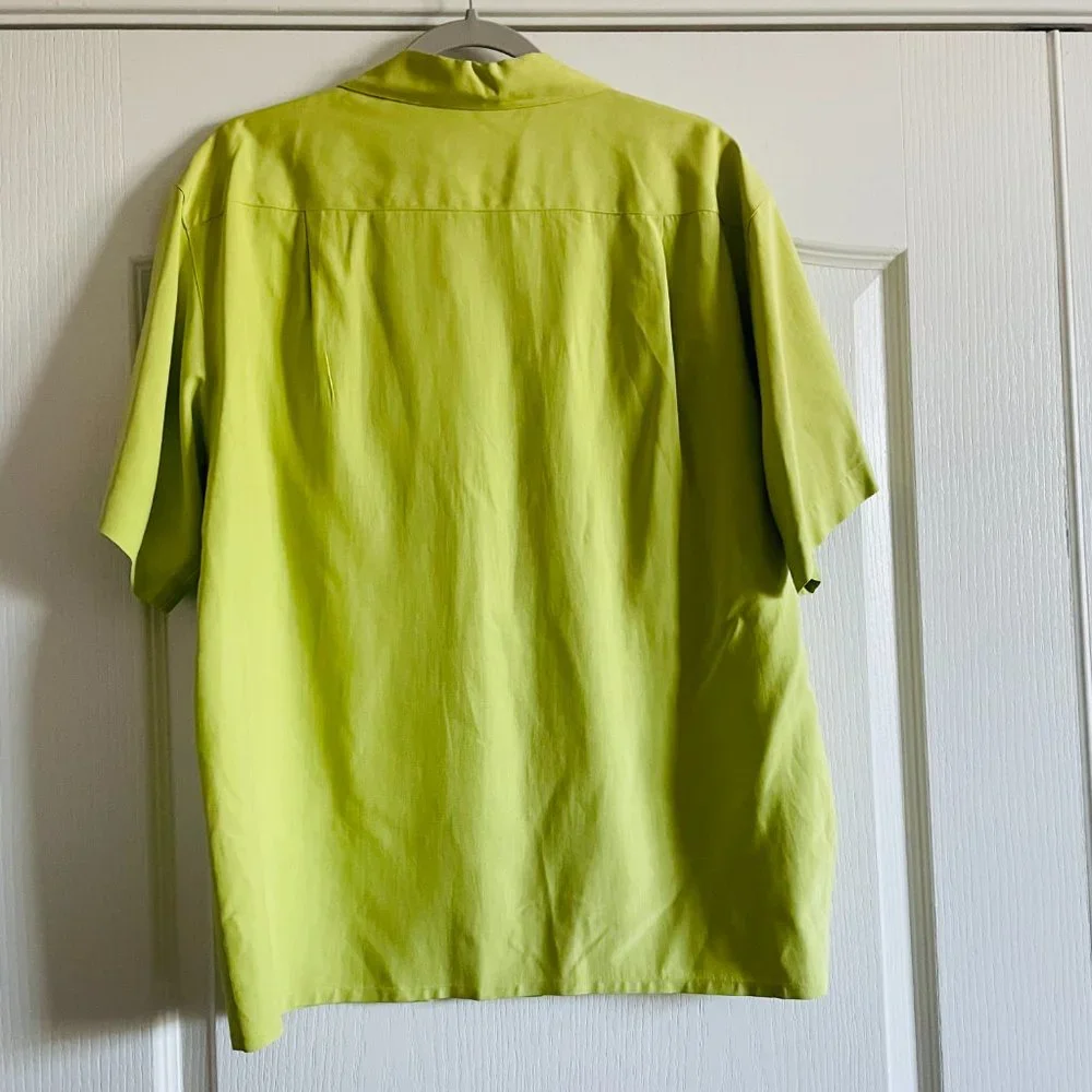 Utility Vintage Womens Silk Matcha Green Button Down Minimalist Shirt Size XL - Picture 2 of 6